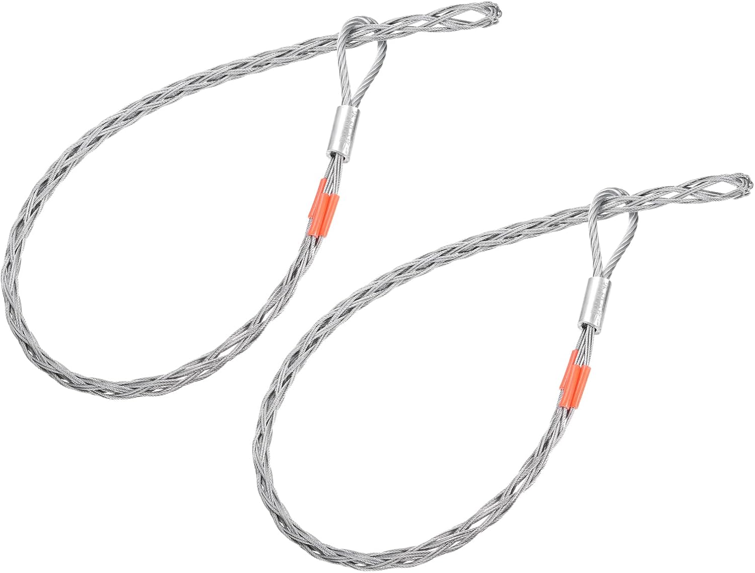 MECCANIXITY 2pcs Cable Pulling Socks Grip, 3.2 Ft Wire Mesh Puller Socks Grip for 9-16mm/0.35-0.63" Cable, Anti-Slip Single Head Galvanizing Steel Wire Grips, Red