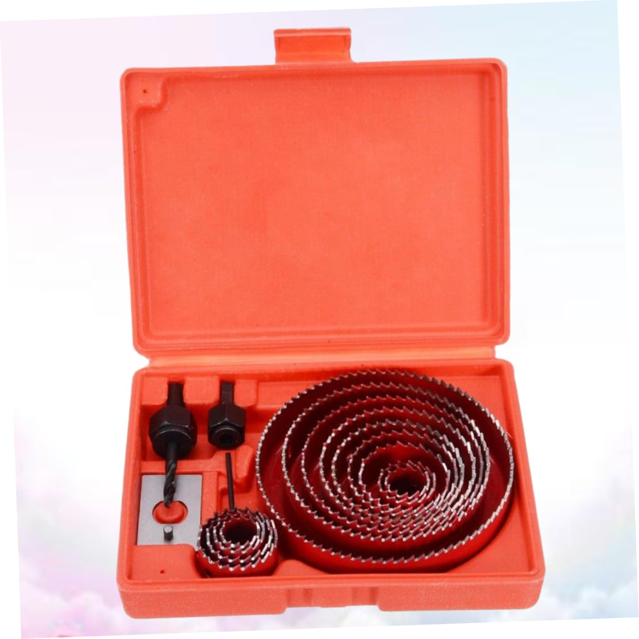 Juego de 16 Brocas para Cortar Agujeros Redondos Metal Rojo
