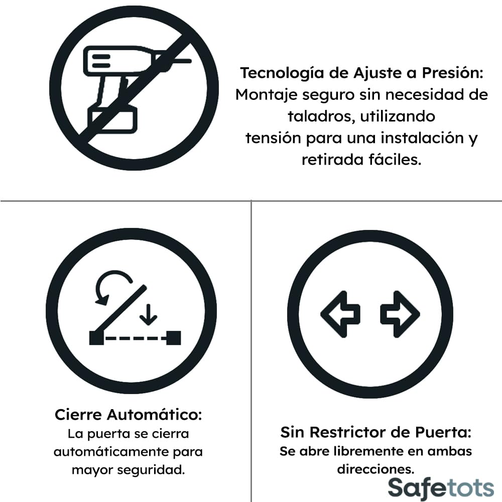 Safetots Barrera de Tope Curvo para Bebés, 171cm - 180cm, Blanca Mate, Barrera de Presión para Escaleras, Barrera de Seguridad para Bebés para Barreras, Instalación Fácil
