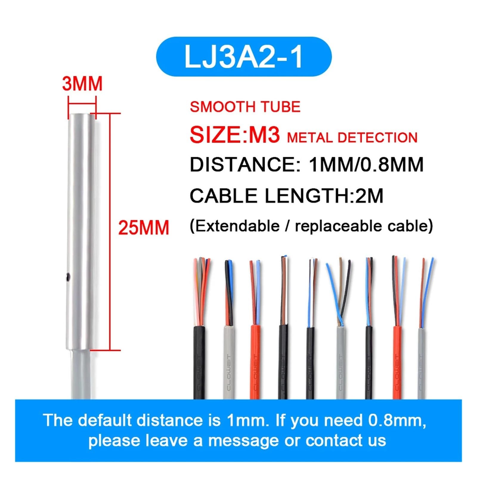 SHIHUANI 1pcs Proximity Sensor Switch Small Size M4 M5 M6 1mm Stainless Steel Inductive LJ4A3 LJ5A3 LJ6A3 Automation Sensing for Metal(M3 Smooth Tube,PNP NC)