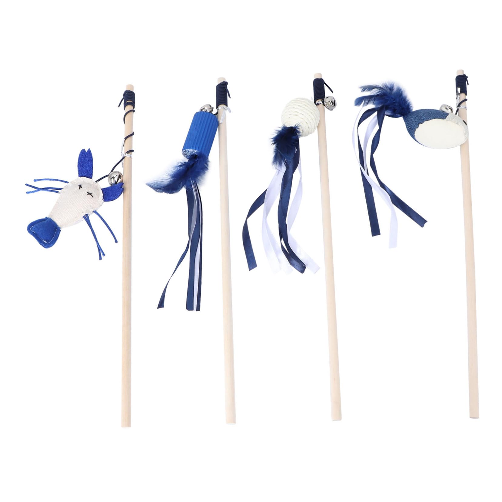 Juguetes para gatos MYXJX con 4 varitas interactivas para el hogar y cascabel