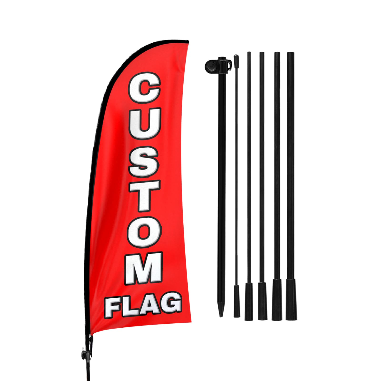 QSUM 7ft Custom Advertising Feather Flag with Pole Kit, Ground Stake for Indoor Business and