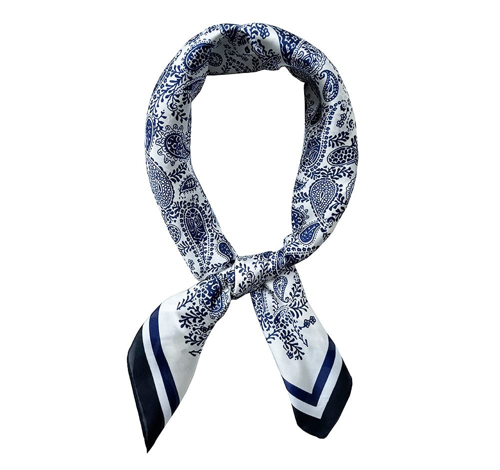 JERLASilk Feeling Scarf Medium Square Satin Head Scarf hair scarf for Women 27.5 × 27.5 inches