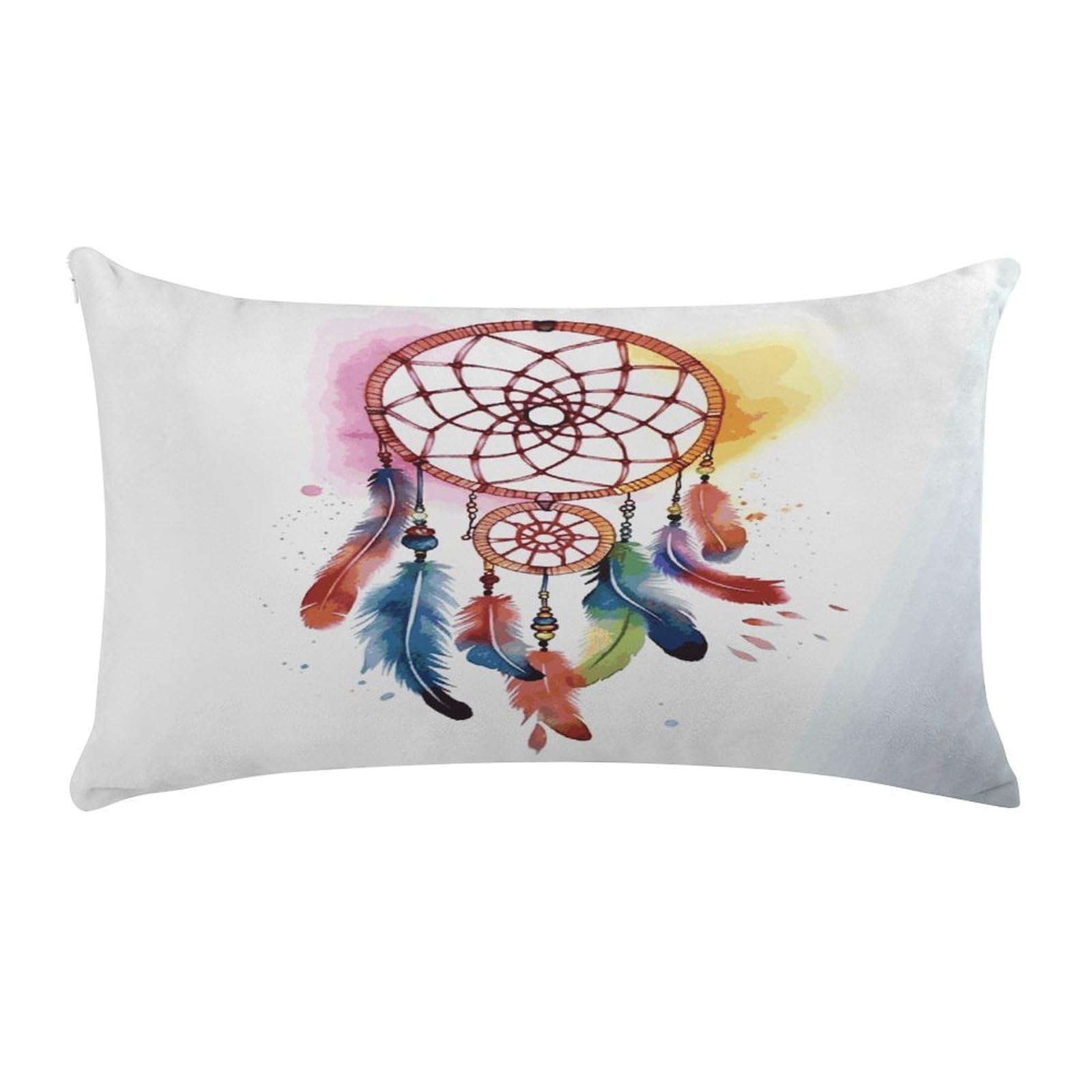 LDGSUPH Watercolor Dream Catcher Throw Pillow Cover with Zipper Long Throw Pillow Case Anti-Fading Pillow Protector Super Soft Decorative Cushion Case Exquisite Plush Pillowcase12 X 20 in