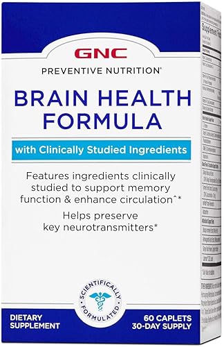 GNC Fórmula de nutrición preventiva para la salud cerebral, 60 comprimidos, apoya la función de memoria y mejora la circulación
