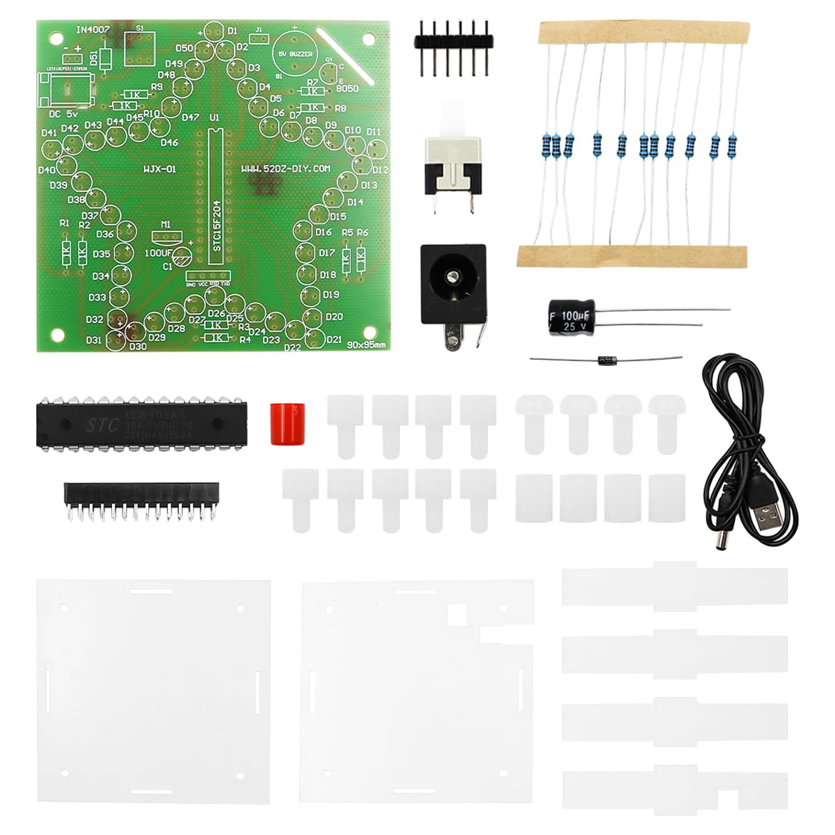 Tiardey Colorful Dazzle Light Pentagram with Shell and USB Cable Electronic Production DIY kit Circuit Board Soldering Practice