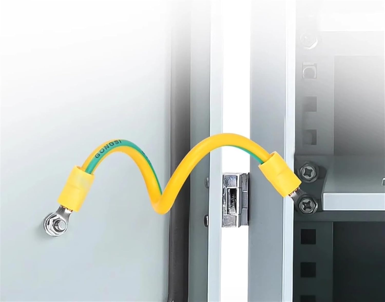 5pcs Yellow-Green Photovoltaic Ground Cable Bridge Soft Copper Cable Distribution Box Machine Room Connection Cable 2.5/4/6 square(2.5mm square-150mm,Hole 6mm)