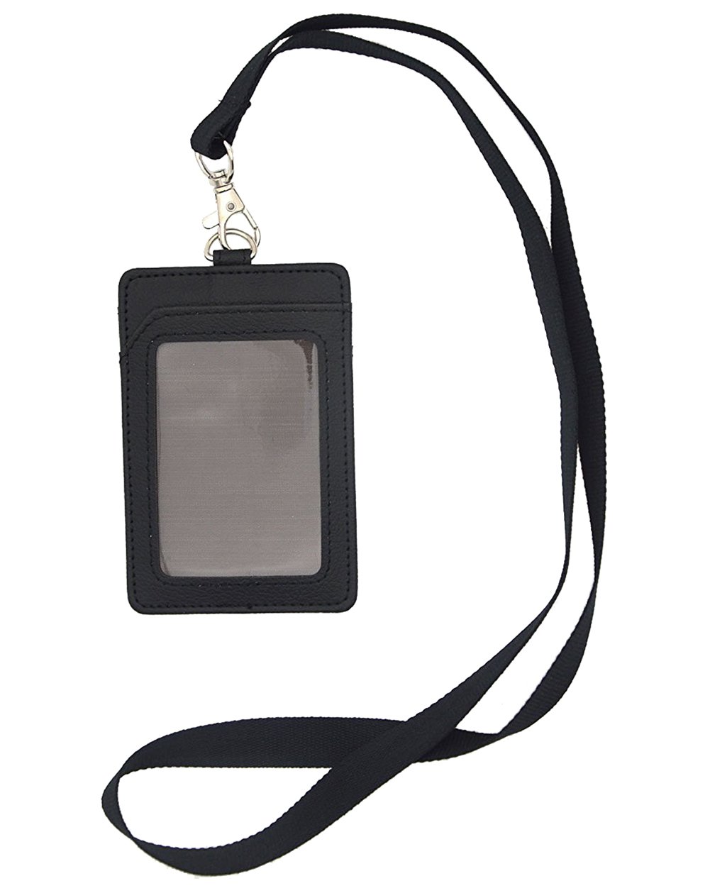 Porta Badge,2 Pezzi Porta Badge Verticale In Pelle,ID Badge Holder - Foto 8