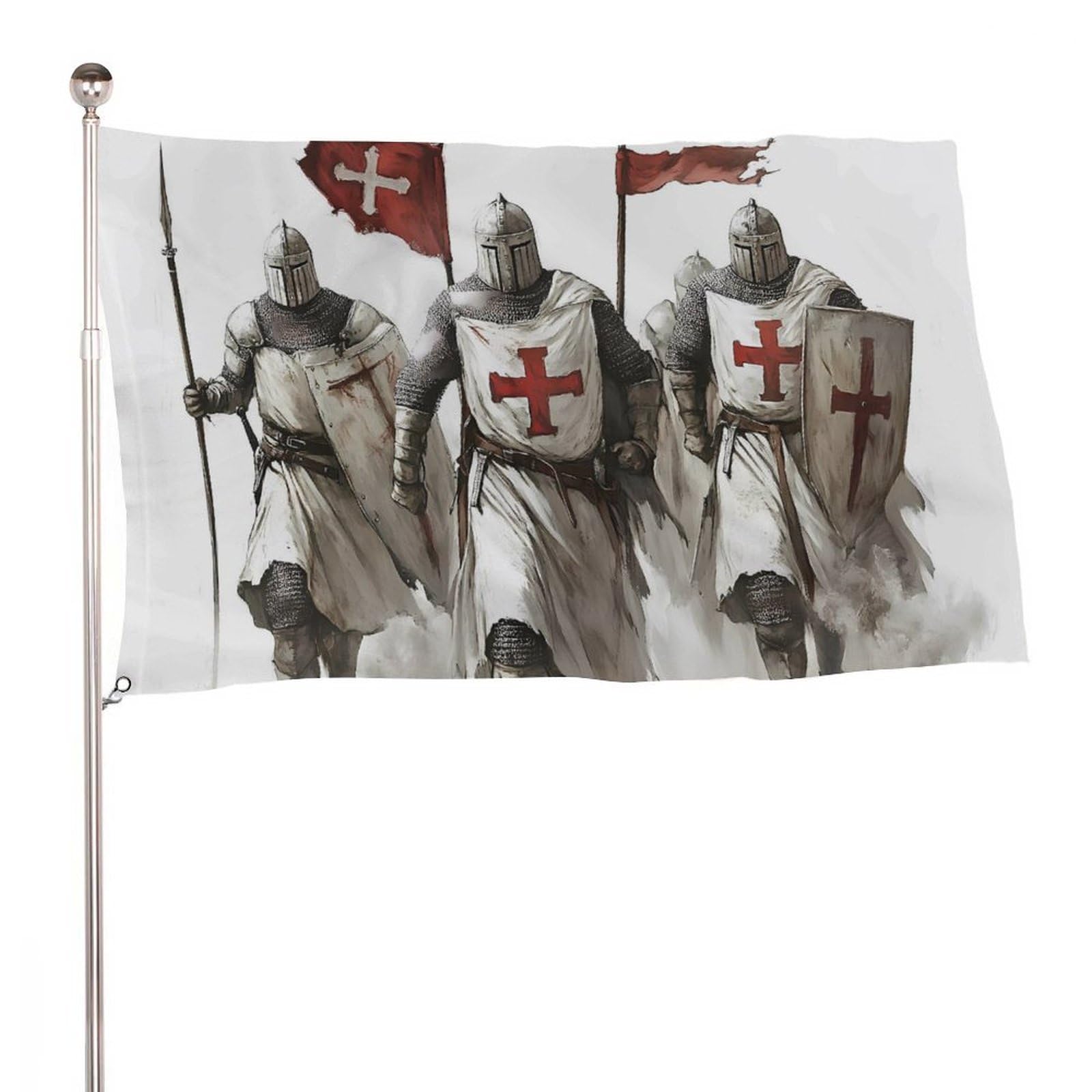 Knights Templar Multifunctional Garden Flag Printed Welcome House Flags Memorial Day Banners for Yard Outdoor