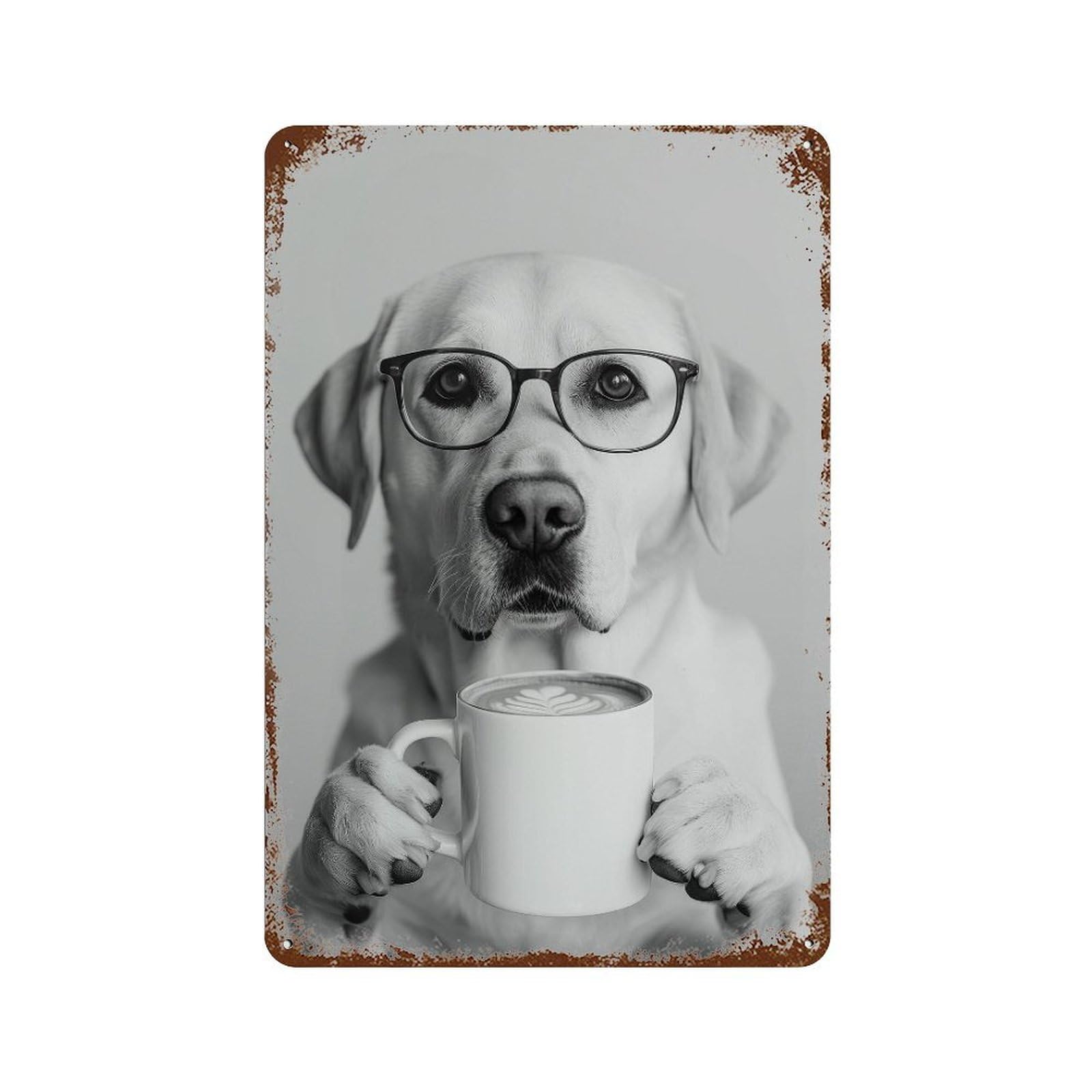 xiaoxiaoshen Labrador Coffee Print Wall Decor Art Metal Tin Poster Modern Home Decor Art Home Bar Shop Decorations Vintage Sign 30x20cm