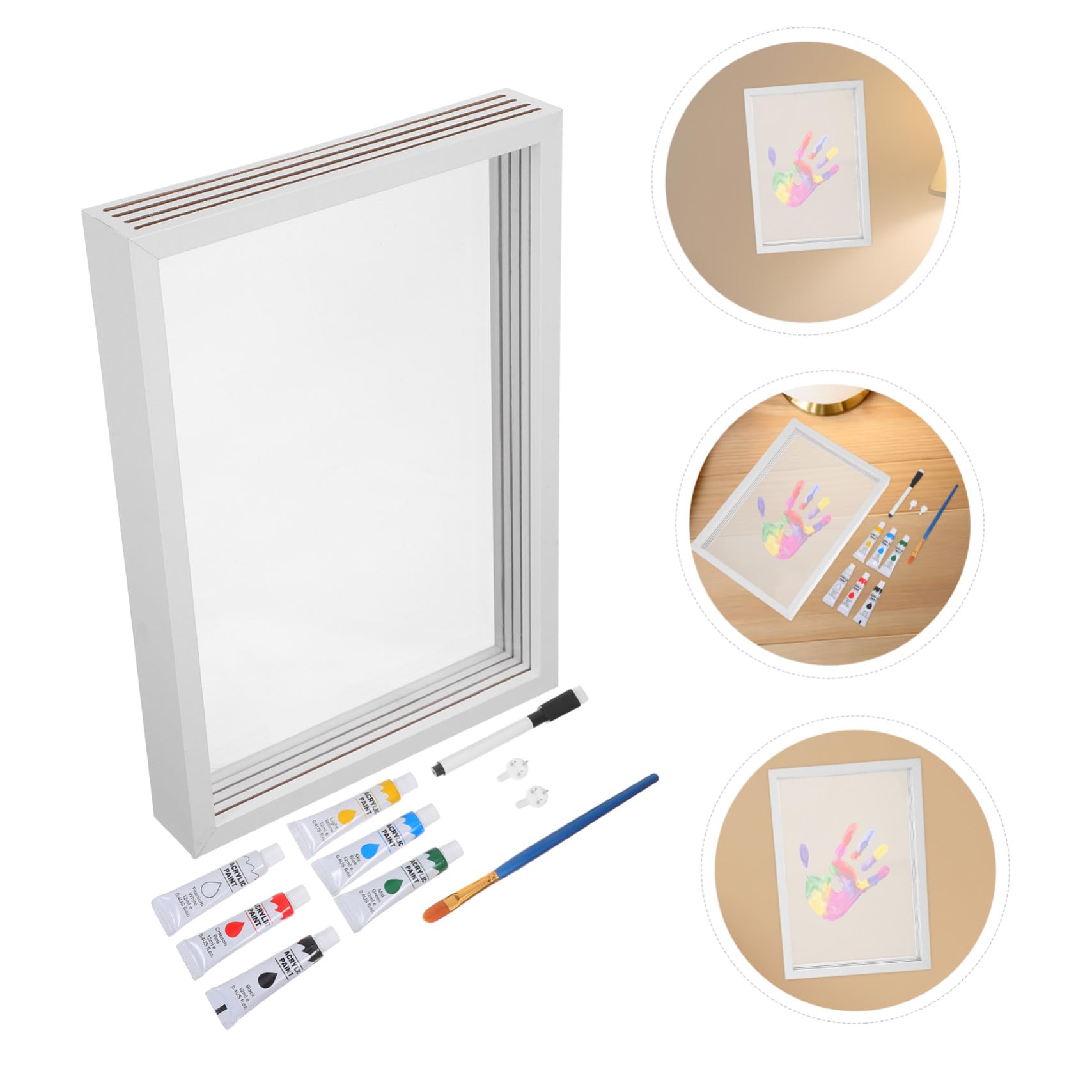 VICASKY Kit Impronte Famiglia Cornice Legno Fai da Te Cornice per Ricordi di Famiglia Kit per Calchi delle Mani