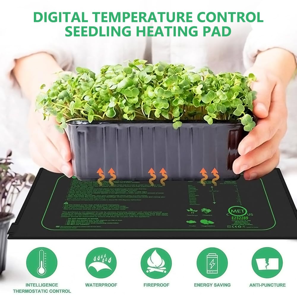 Esterilla Calefactora para Plantas, 21W Alfombrilla Térmica para Plántulas, Manta Termica Plantas de Invernadero, para la Germinación y la Regulación de la Temperatura,Invernadero(25 X 52.5cm)