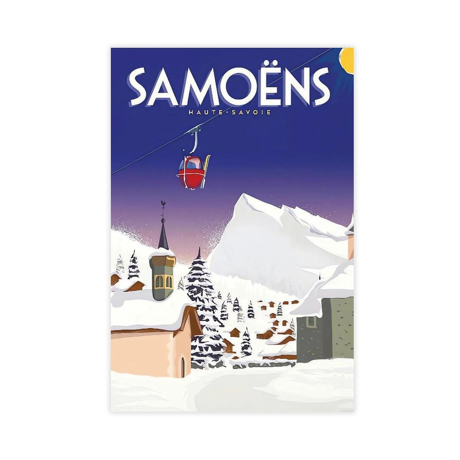 QNVJQKDSI Samoens Travel Vintage Canvas Poster Bedroom Decor Landscape Office Room Decor Gift 12" L X 18" W