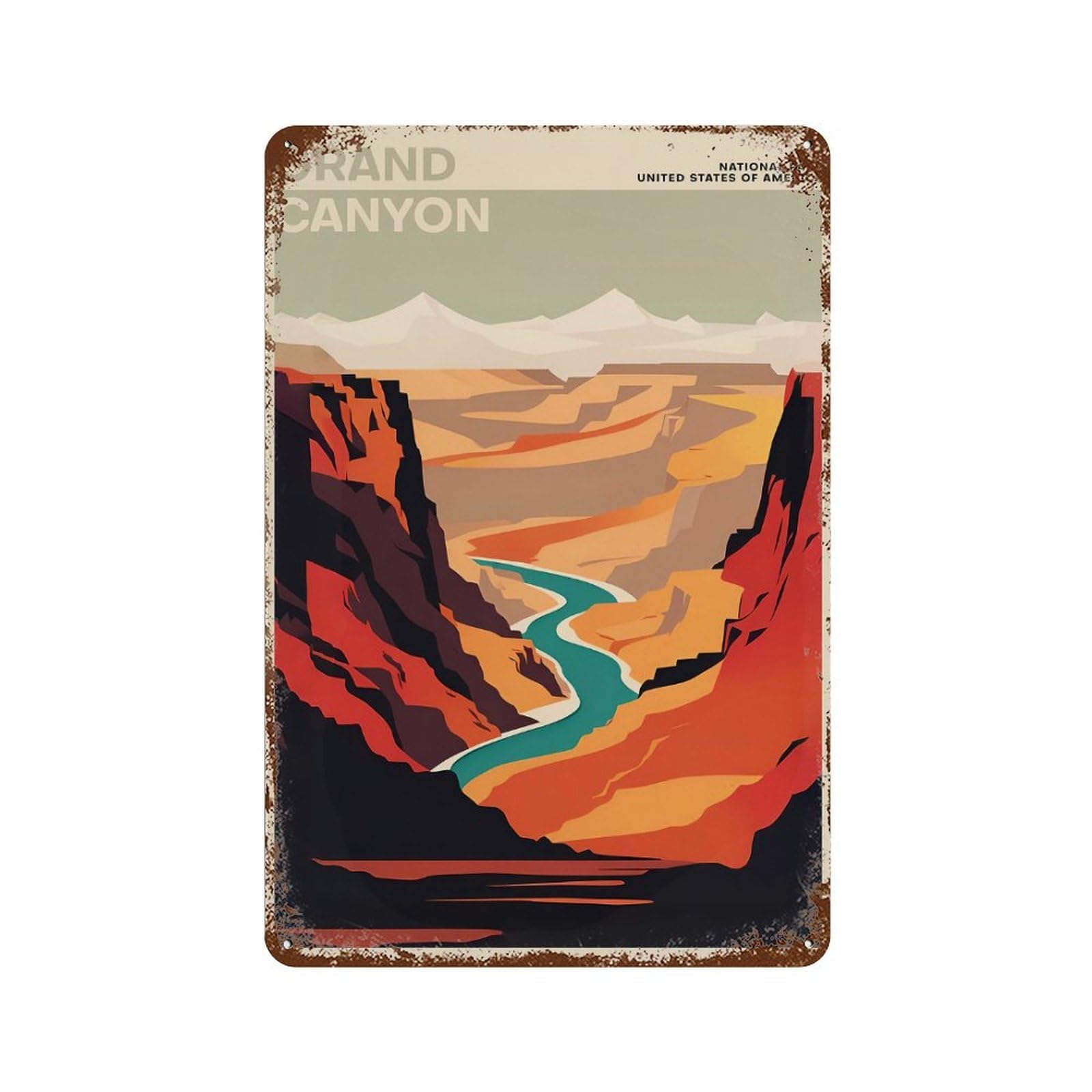 Grand Canyon National Park Vintage Metal Tin Sign 11.8"x7.9", Ideal for Living Room, Hallway And Home Decor