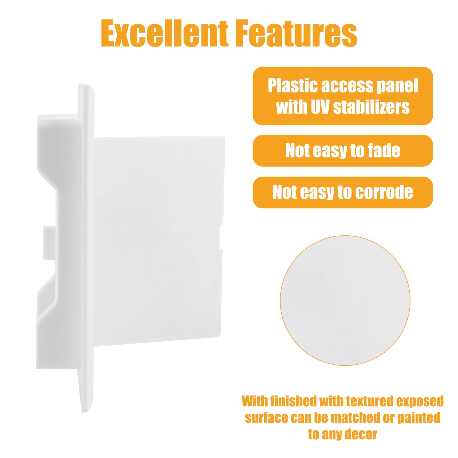 Teqooza 4x4 inch Plastic Access Panel for Drywall Ceiling Reinforced Plumbing Wall Access Doors Removable Hinged, White - Image 3