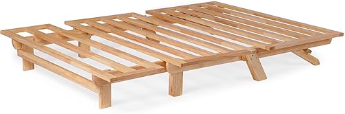 Miniatura 4 de Marco triple de madera de sofá cama, futón de madera - (Ahorro de espacio, acabado natural) Ideal para espacios pequeños, casas rodantes y muebles