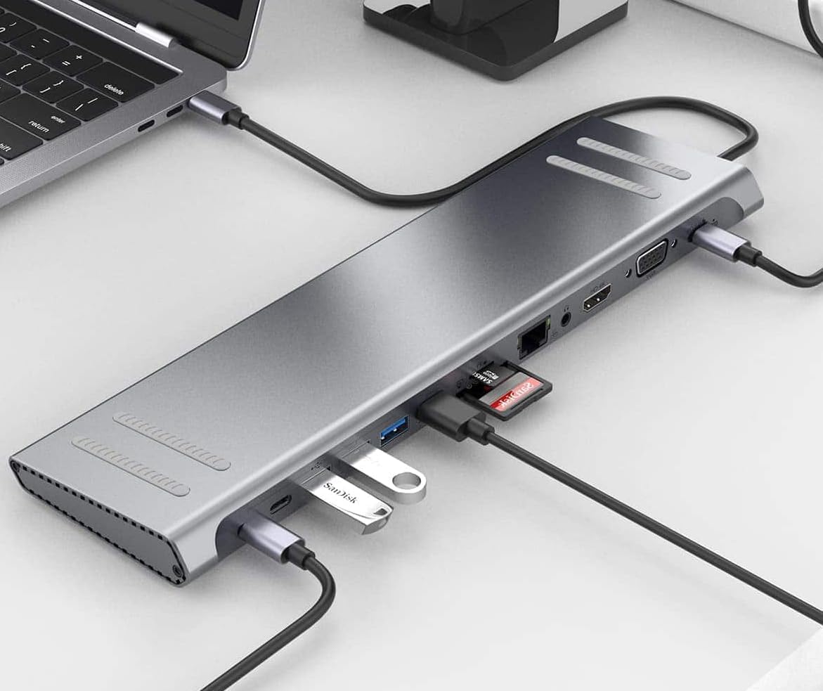 Coverzone 14in1 Type-C to Dock İstasyonu 14'ü 1 arada HDMI VGA PD