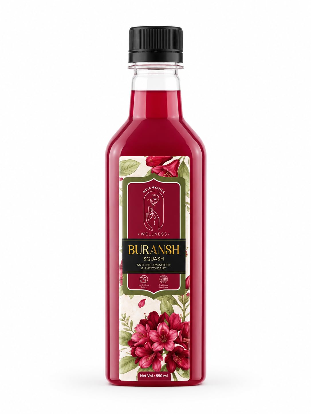 Rosa Mystica Wellness Buransh Squash, Himalayan Rhododendron Flower Drink with Stevia, Anti-Inflammatory and Antioxidant, 550 ml-image-46