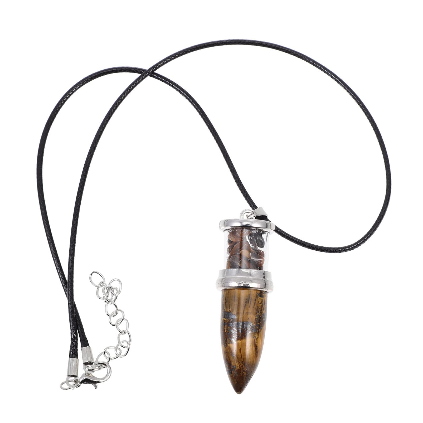 Chakra Pendulum Necklace Crystal Eiki Natural Stone Necklace Pendant Natural Gemstone Necklace for Divination Pendulum Light Brown