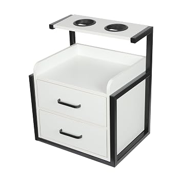 Beauty Salon Station, Wall Mount Salon Station for Hair Stylist Salon, Drawers Storage Cabinet with Hair Dryer Holders for Beauty Salon SPA Barber Shop Home Bathroom Black White