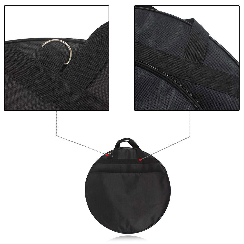 Borsa per piatti in tessuto nero resistente all'usura ad alta resistenza, custodia per piatti per batteria, bacchette per batteria portatili per riporre i piatti