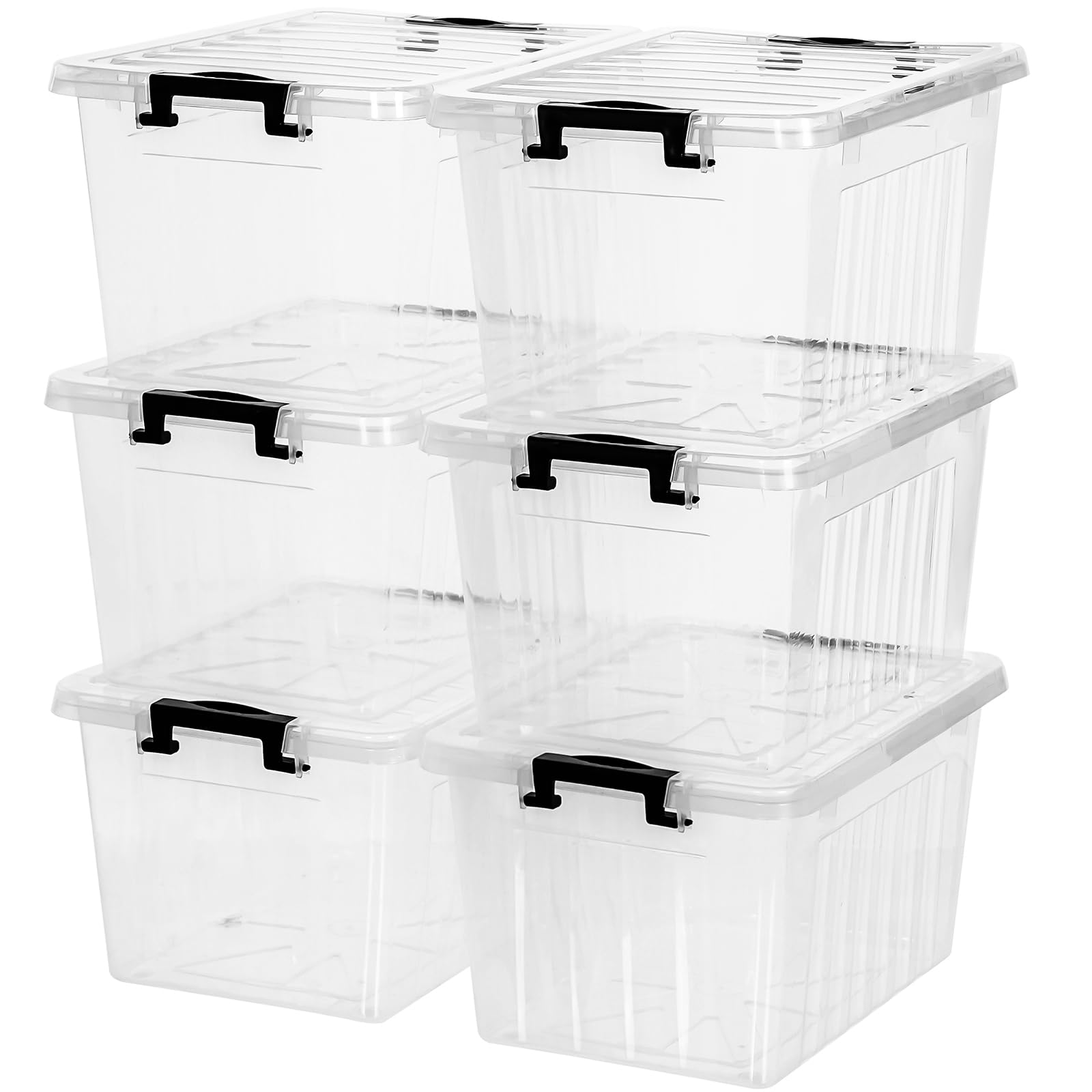Citylife 22 QT Clear Plastic Storage Bins 6-Pack