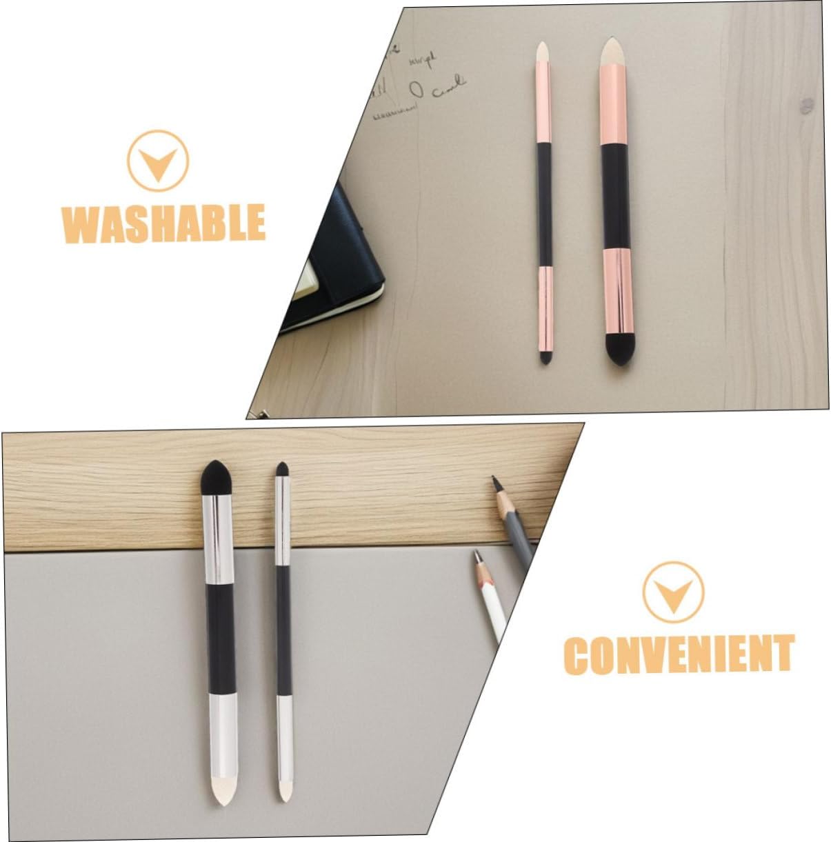 Generic 4pcs Washable Blending Sponge Pen Dual Headed Rubbing Brush for Drawing Art Supplies for Artists Students for Shading Highlighting Sketching