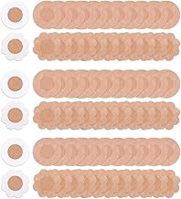 Belerry 100 Stück Unsichtbare Nippelabdeckung Brustwarzenabdeckungen Brustaufkleber Nippel Cover Nippelaufkleber Einweg Nipple Abdeckungen für Frauen (Blume, rund) Beige