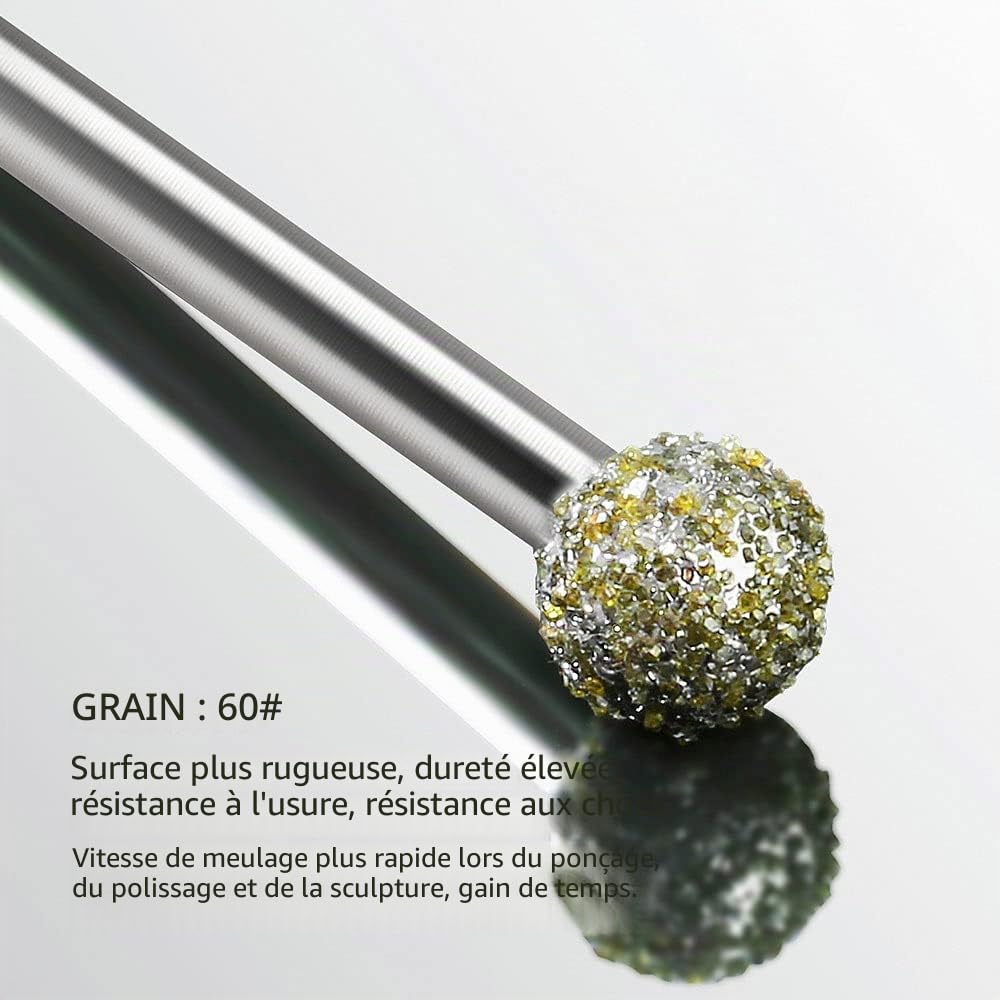 Ensemble de Fraise Diamantées, 20 PCS Mèche Meulage Diamant Tige 1/8", Kit de Dremel Fraises Rotatives pour Sculpture, Bricolage, Meulage, Polissage et Gravure
