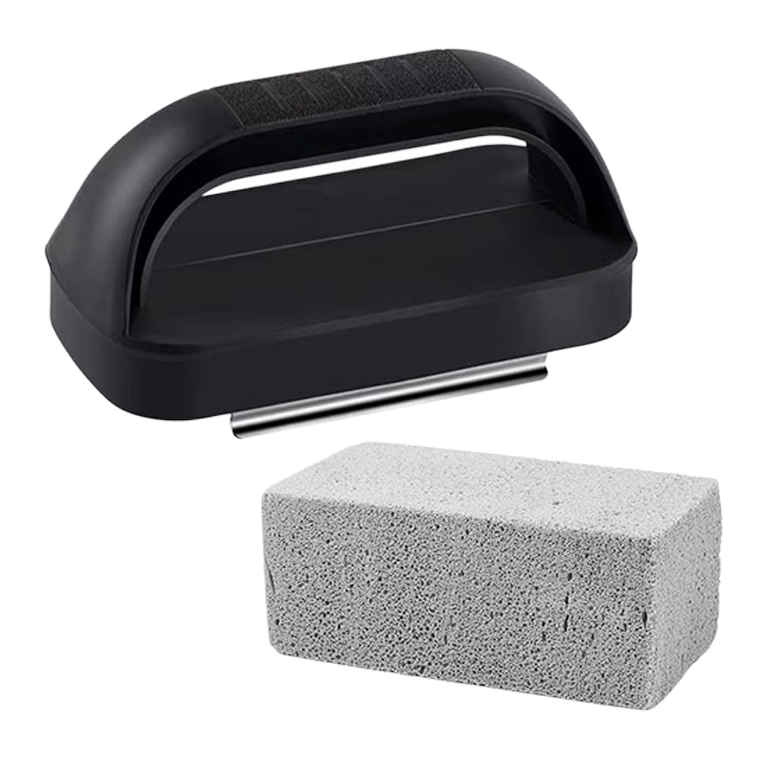 Pumice Griddle Cleaning Stone with Handle Grill Cleaner, Grill Cleaning Bricks for Effortless BBQ Care Griddle Set with Pumice Stone and Pads
