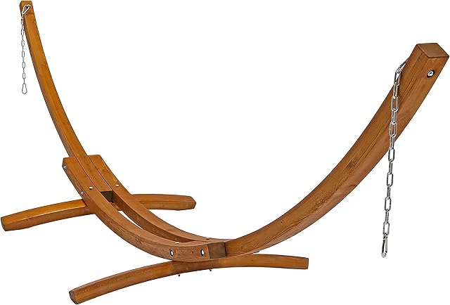 Sunnydaze Curved Wood Hammock Stand Only - 2-Person Wooden Hammock Stand for Outside with 400-Pound Capacity- 13-Foot