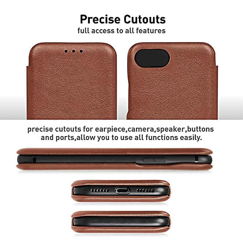 Image of WHITBULL PU Leather Magnetic Premium Flip Cover with 2 Card Slot Compatible with iPhone SE3 2023 / iPhone SE2 2022 / iPhone SE 2020 / iPhone 8 / iPhone 7 - Brown