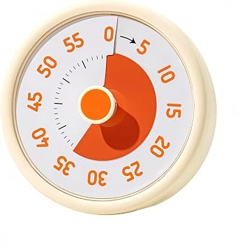 Visual Timer for Kids, 60-Minute Countdown Timer for Classroom Office Kitchen, Pomodoro Timer, Kitchen timers for Cooking, Time Management with Silent Yellow