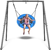 Trekassy Patented 40" Saucer Swing with 440lbs Heavy Duty A-Frame Stand - Backyard Swing Set for Kids & Adults