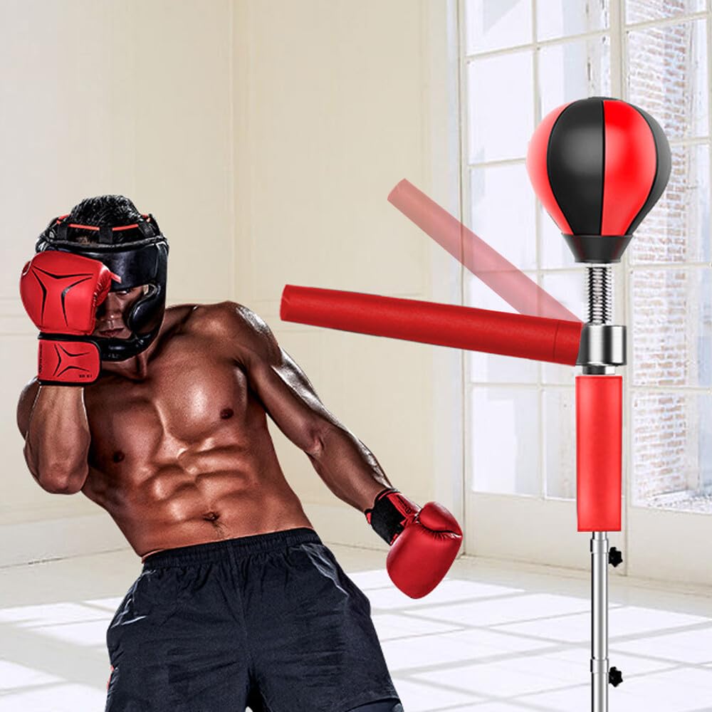 Set da Boxe Regolabile per Adulti - Allenamento Standing Punch Con Guantoni, Punching Ball, Supporto - Altezza Regolabile 120-190 cm