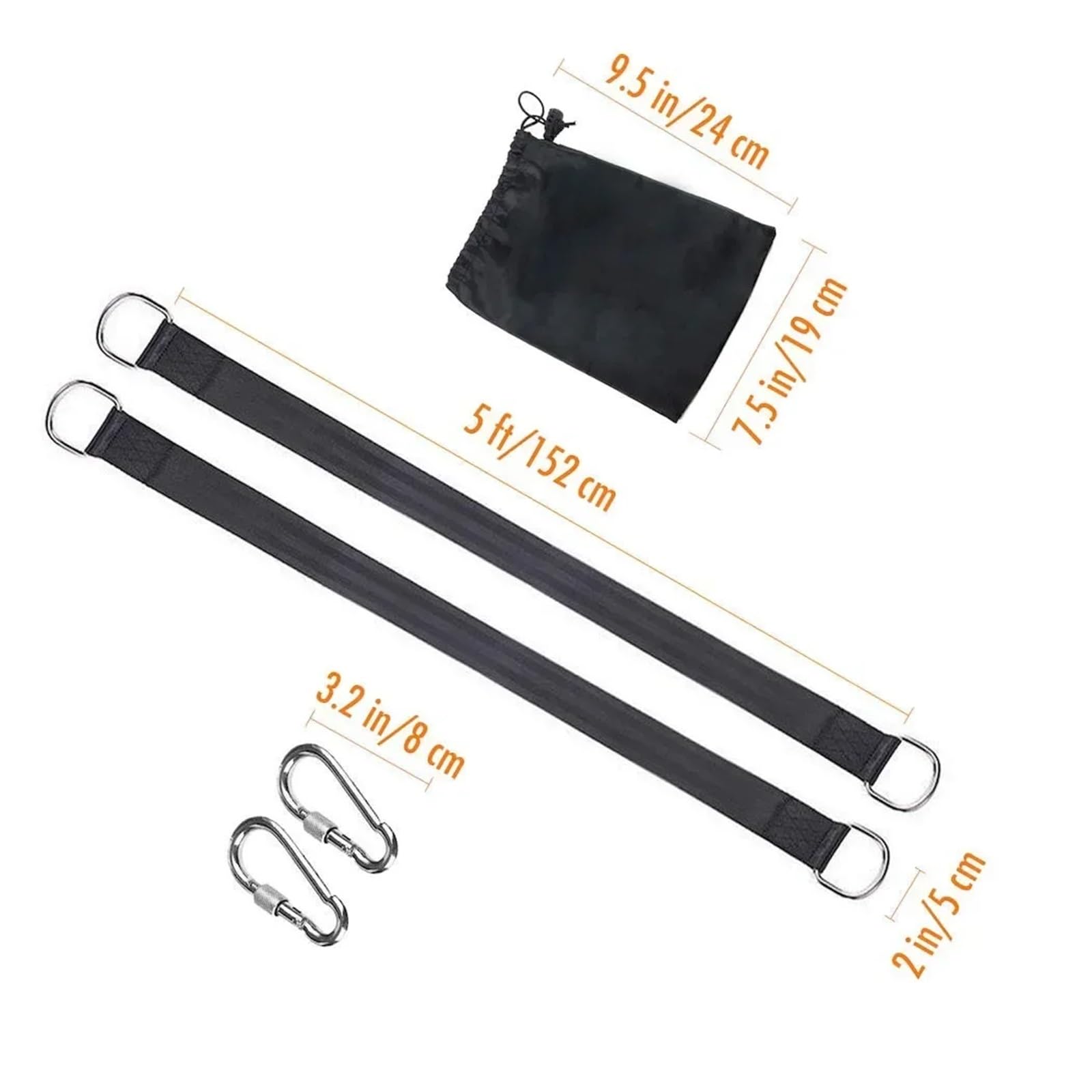 2 pz 2000lb Heavy Duty Gancio Anello Appeso Cintura Albero Altalena Cinghie di Collegamento for Amaca Sacco da Boxe Barra Orizzontale per Altalena(150cm)