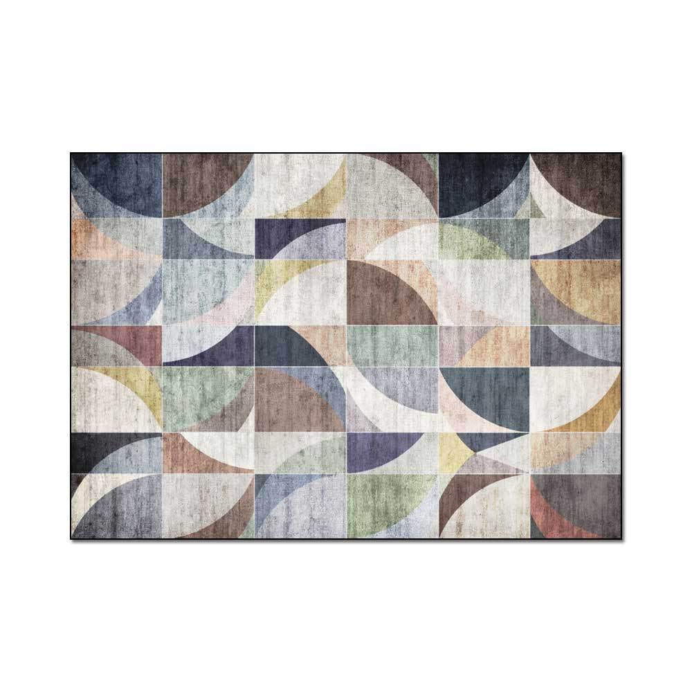 Dywany Salon Dywan Retro Geometryczny Niebieski Brązowy Antypoślizgowy XXL Bardzo Duży Średni Wystrój Domu Dywan Podłogowy 140 x 200 cm (55 cali x 79 cali)