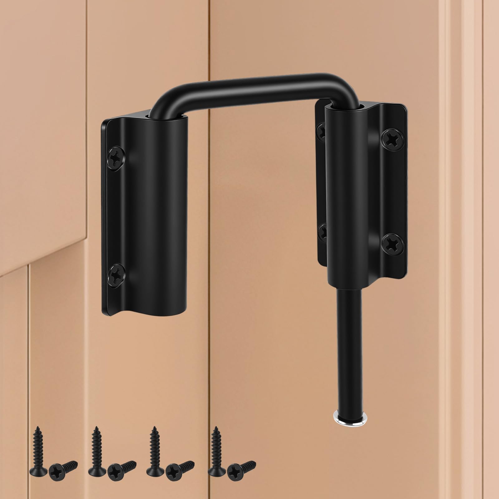 Upgraded Sliding Door Loop Lock, 1PC Patio Gate Latches Black