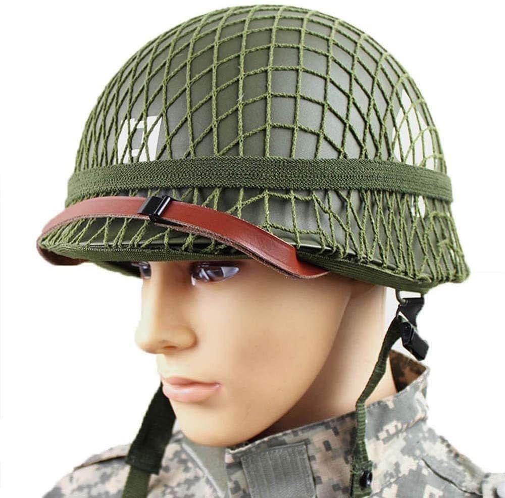 Elmetto d'Acciaio Americano M1 della seconda Guerra Mondiale Hel Elmetto Militare della Replica dell'attrezzatura Militare di Guerra Mondiale per Dimensioni Della Testa 57~63cm