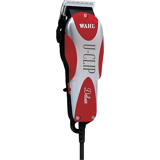 WAHL Professional Animal Deluxe U-Clip Pet, Dog, & Cat Clipper & Grooming Kit - Red and Chrome