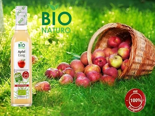 BioNaturo - Bio Apfelessig Naturtrüb 3x250ml – Ungefiltert, Mit „Mutter des Essigs“, Ideal für Salate, Saucen und Gesundheitsvorteile