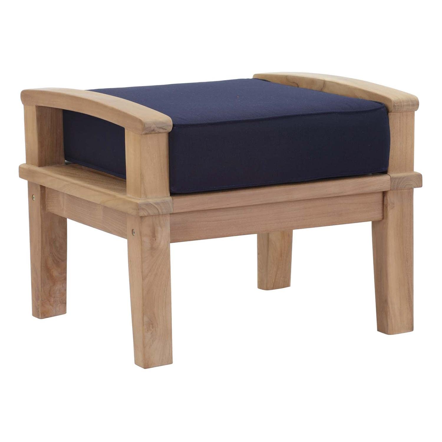 Modway EEI-1152-NAT-NAV-SET Marina Premium Grade A Teak Wood Outdoor Patio Ottoman, Natural Navy