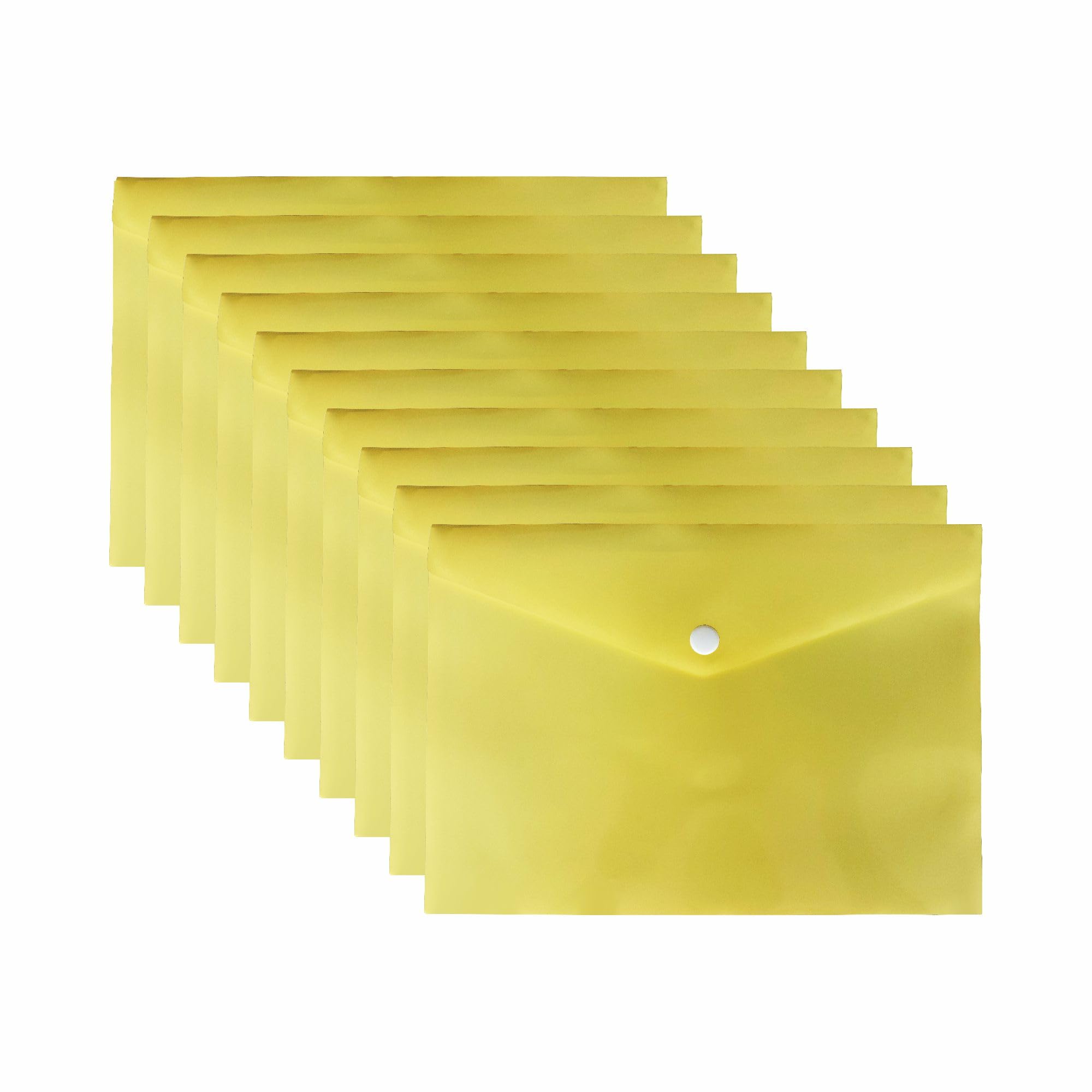 (𝟏𝟎 𝐏𝐜𝐬) A5 Pastel Document Wallet Storage Folder A5 Stud Wallets PP folders File Holder Document Organiser (Qty - 1, A5 Document Wallet, Yellow) — image 1