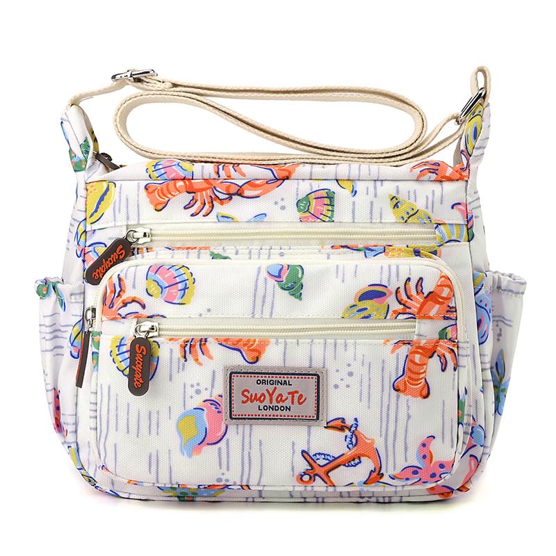 YYWWomen Shoulder Handbag Waterproof Casual Multiple Pockets Crossbody Bag Roomy Ladies Messenger Purse Tote Top Handle hopping Hiking Daily Use (Lobster-Beige)