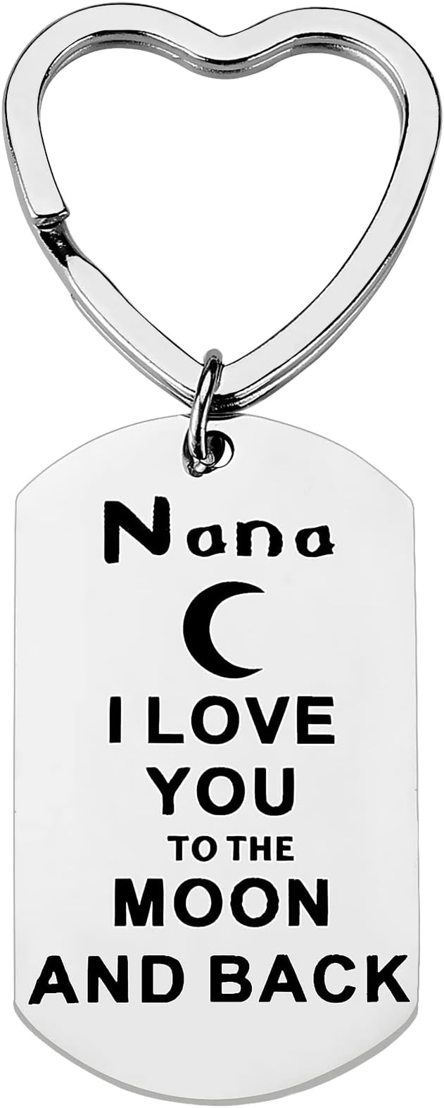 Nana Gift from Granddaughter Grandson I Love You to the Moon and Back Nana Keychain Cute Heart Key Ring Engraved Grandma Keychain Jewelry for Women Birthday Christmas Mother’s Day Present