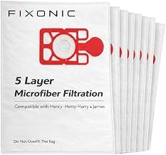 Henry Hoover Bags 10 Pack 5 Layer High Filtration Vacuum Bags Compatible with Henry, Hetty, James & Basil Replacement Henry Hoover Bags NVM-1CH / 907075