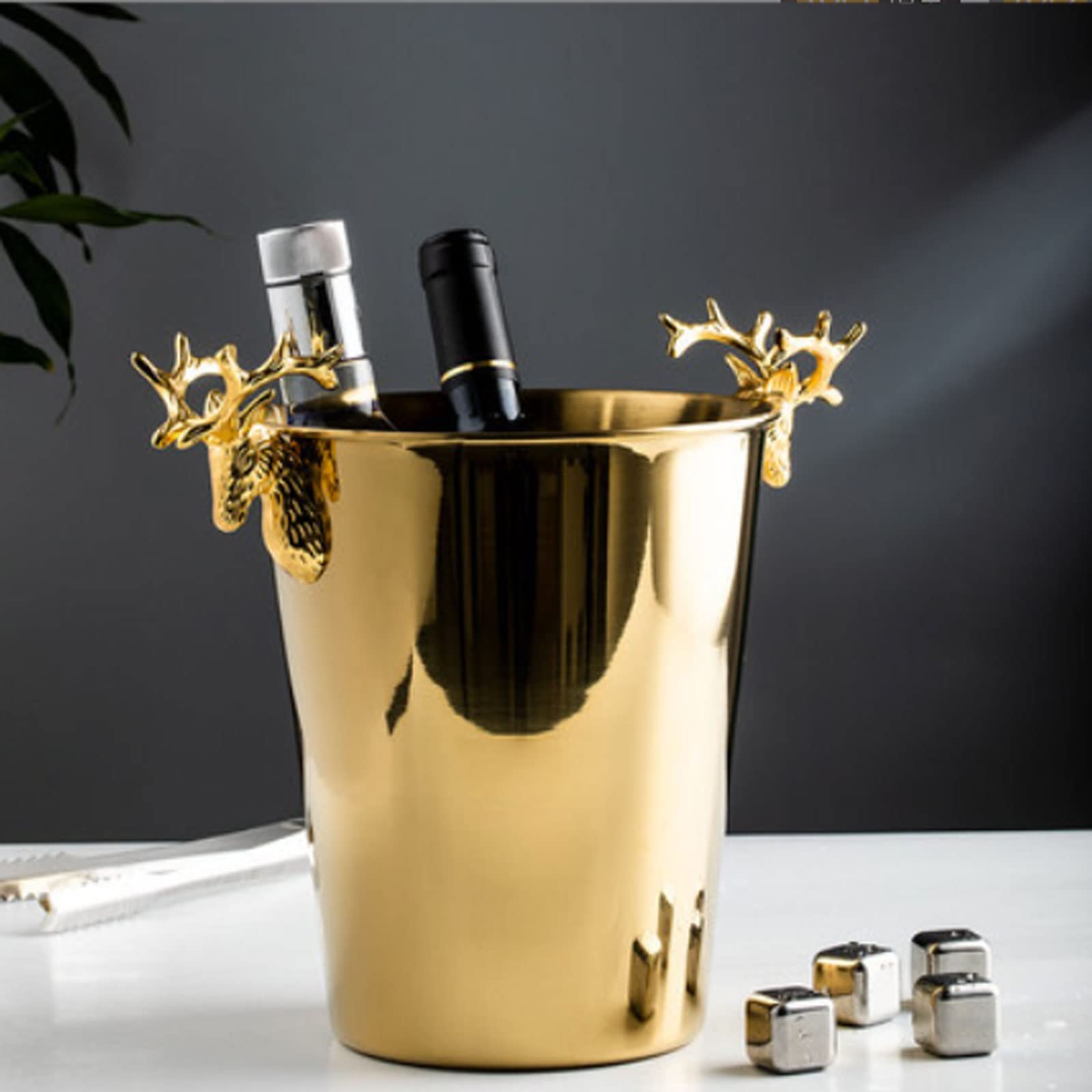 Seau à glace Cubo de hielo: cubo de hielo martillado de acero inoxidable engrosado cubo de champán de asta cubo de hielo de punto martillado cubo de hielo bar cubo de cerveza cubo de hielo KTV ( Color
