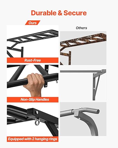 Miniatura 5 de VEVOR Pull Up Bar, Multi-Grip Wall Mounted Pull Ups, 50 in Width Multifunctional Chin Up Training Station, Heavy Duty Steel Upper Body Workout Bars