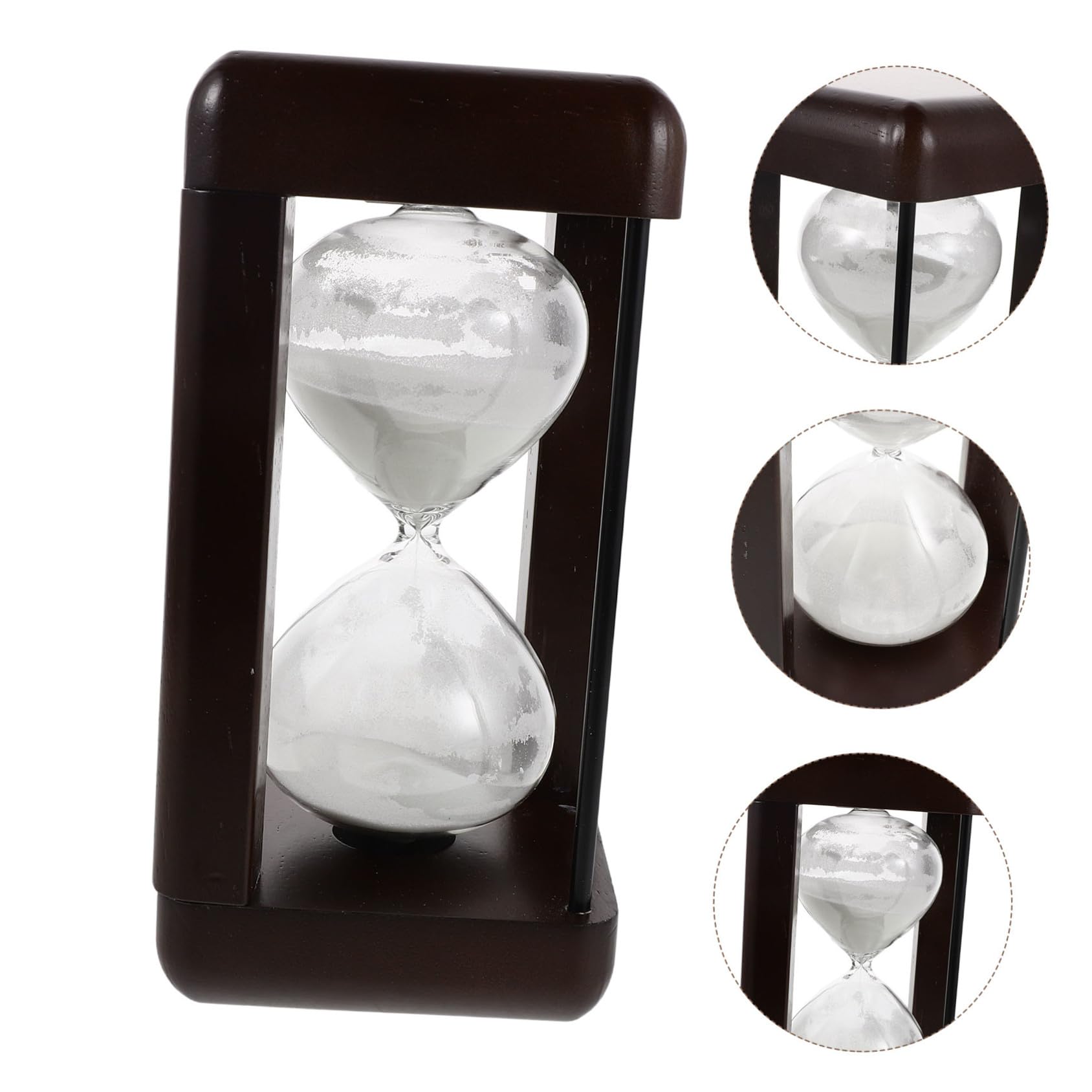 Reloj de Arena de Madera Maciza Blanco, Adorno Vintage de 60 Minutos