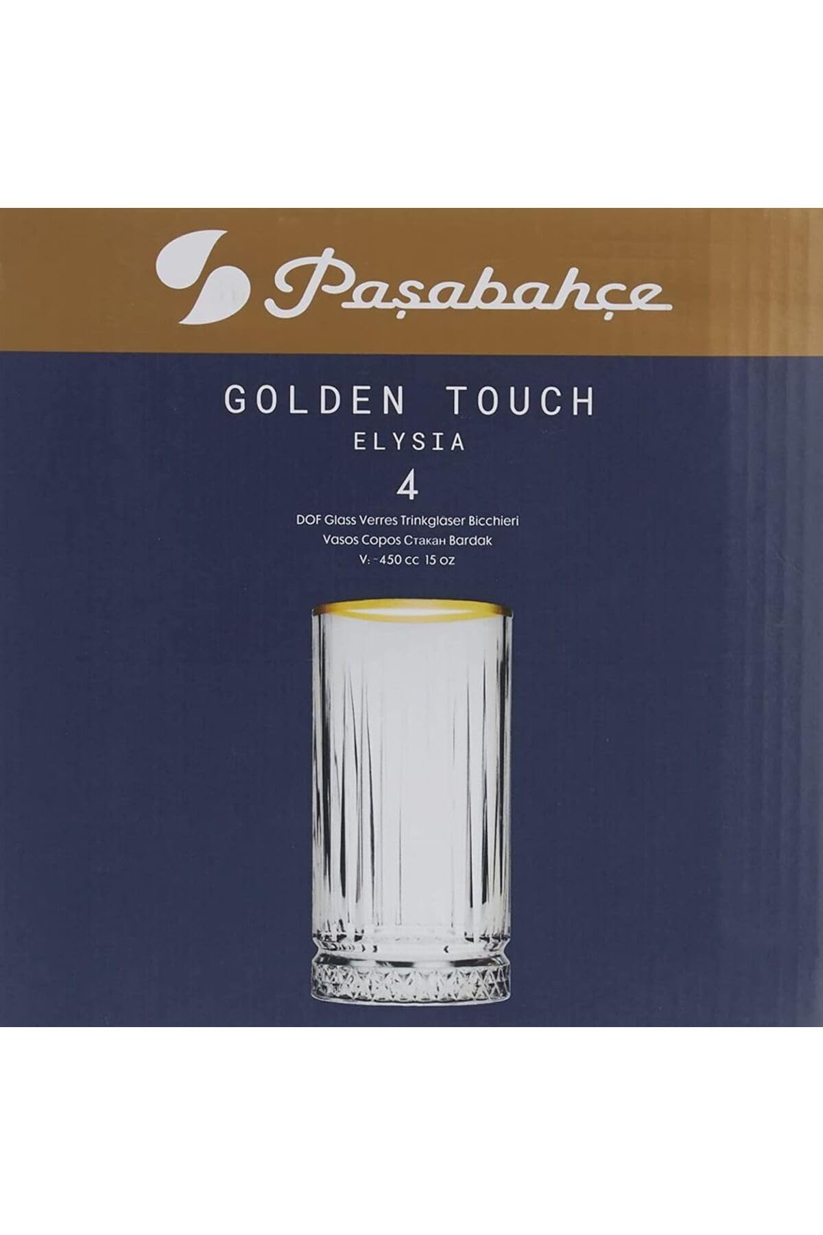 Pasabahce Elysia Golden Touch 4'lü Meşrubat Bardağı 450 Cc Orjin. Kutulu